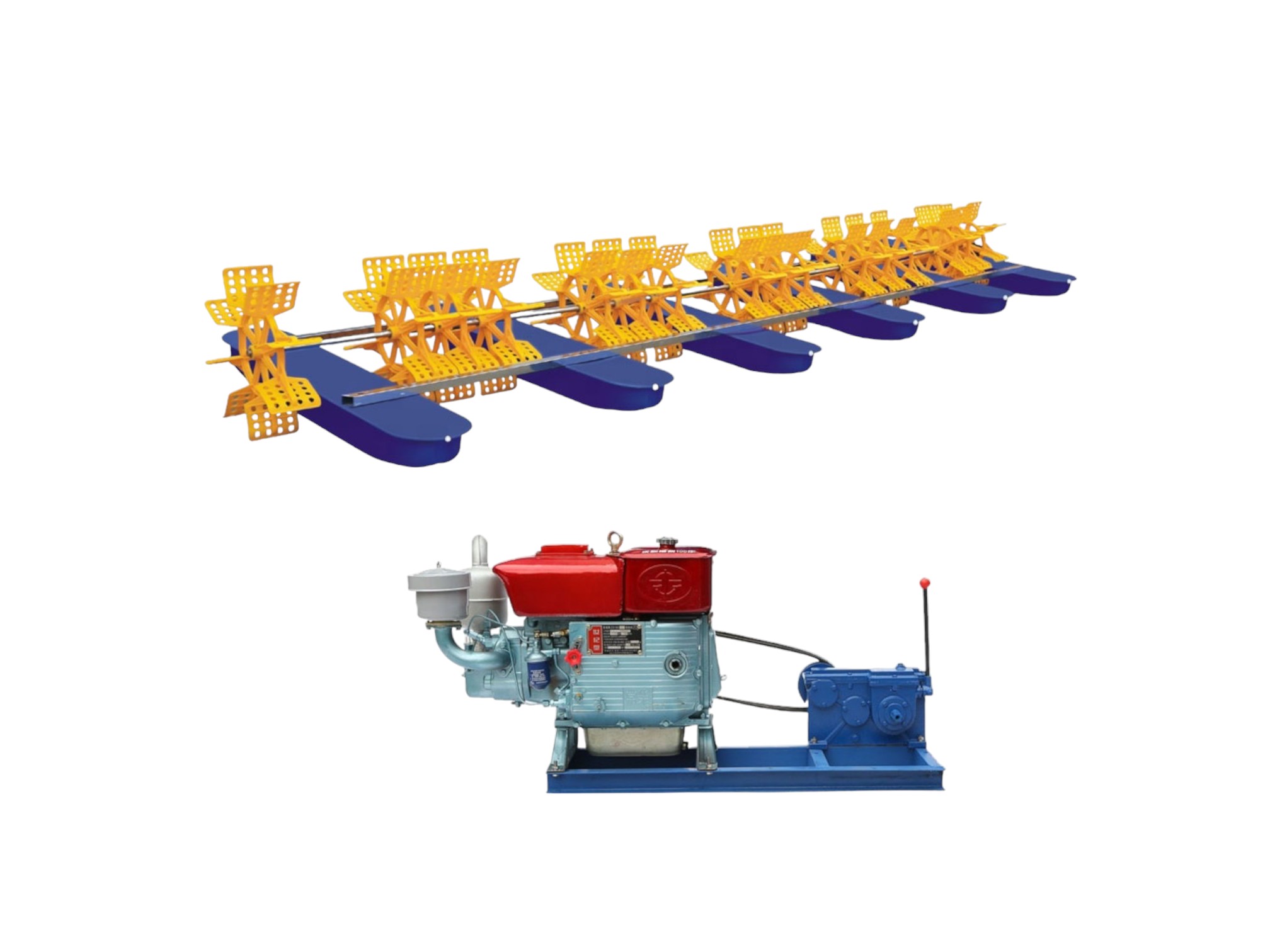 Diesel engine paddle wheel aerator